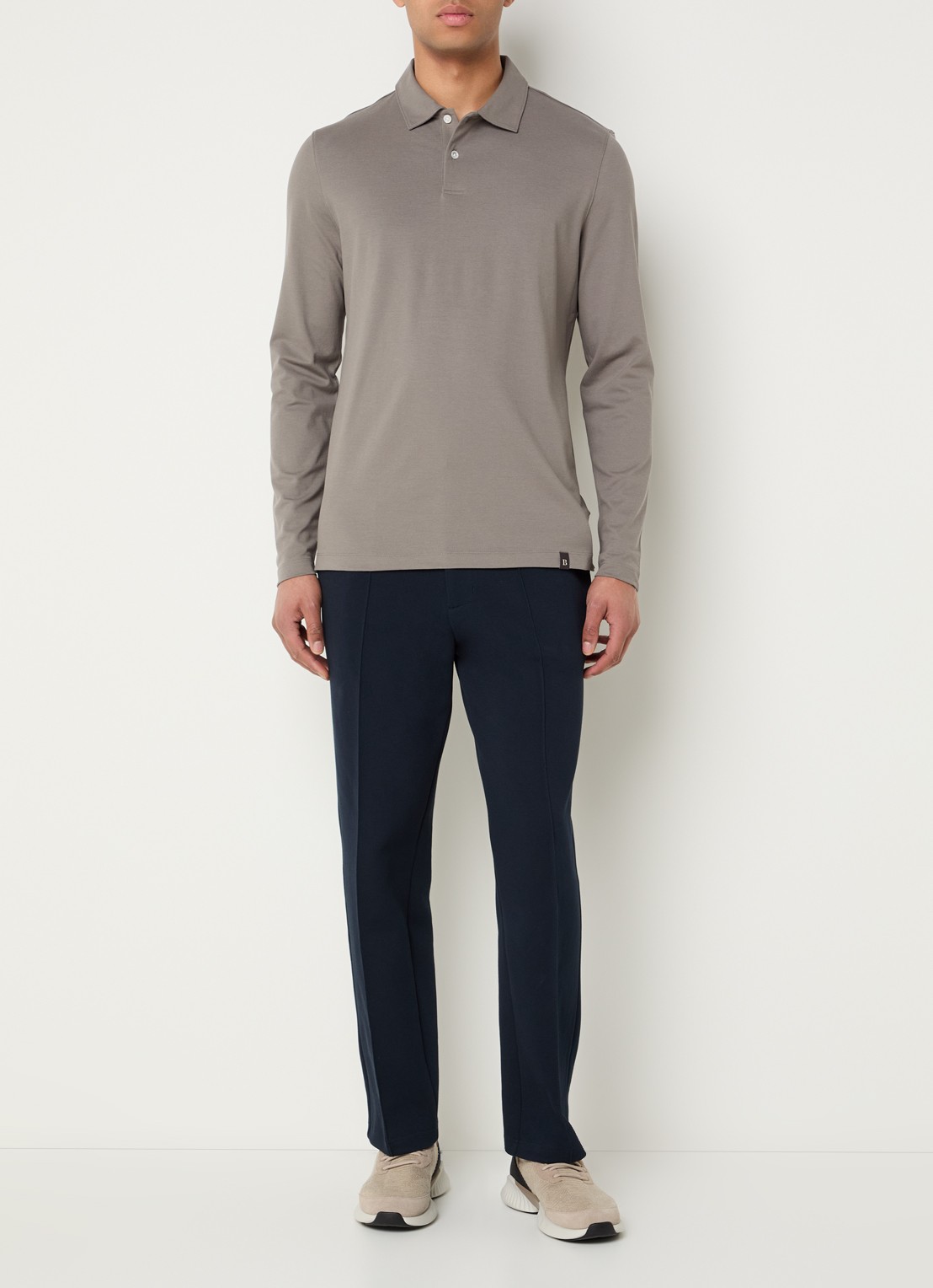 Boggi Milano Regular fit polo met stretch - voorkant 4 olijfgroen