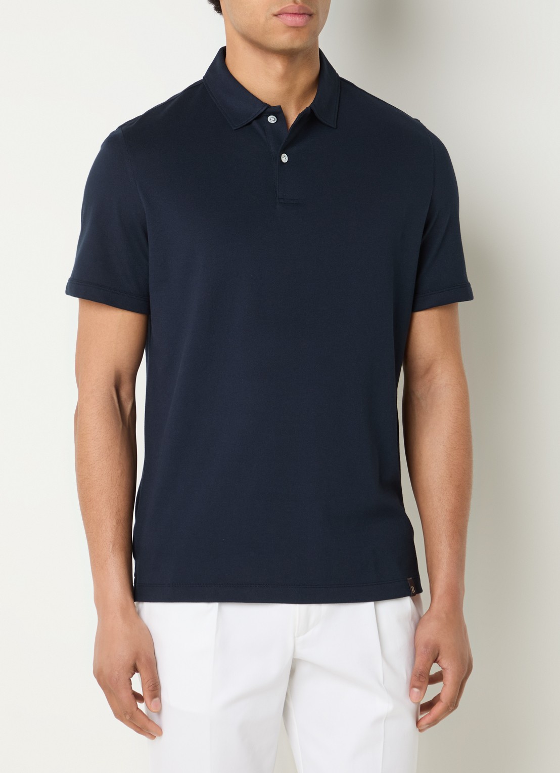 Boggi Milano Regular fit polo met stretch - detail 3 donkerblauw