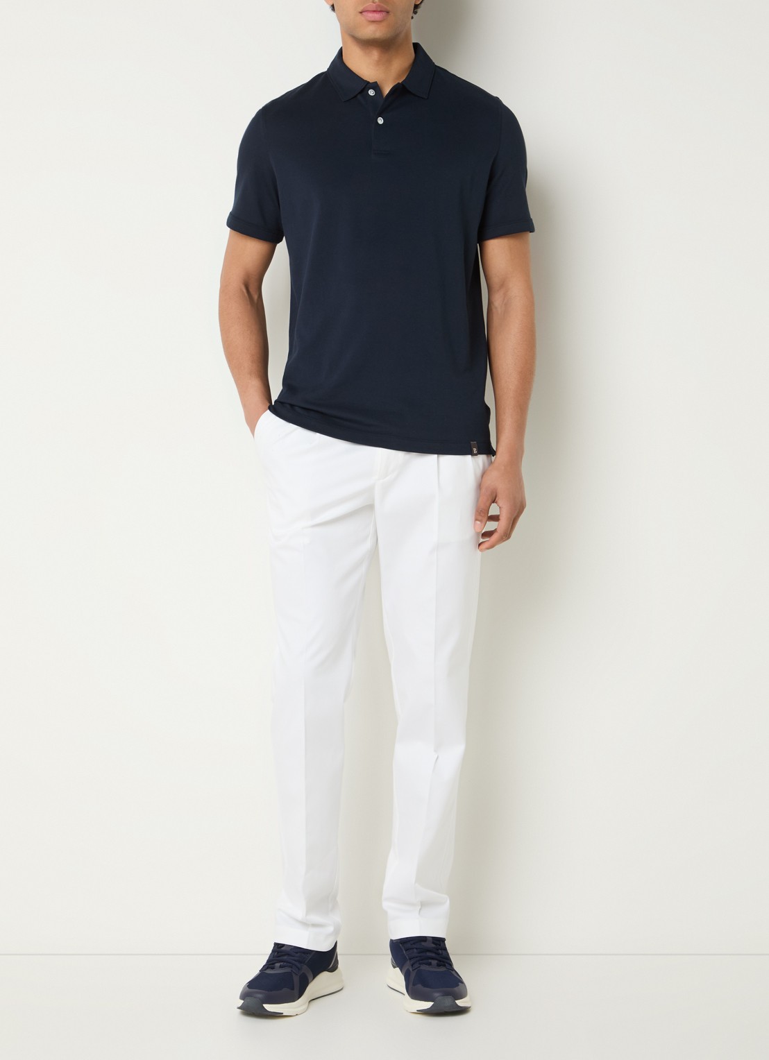 Boggi Milano Regular fit polo met stretch - voorkant 2 donkerblauw