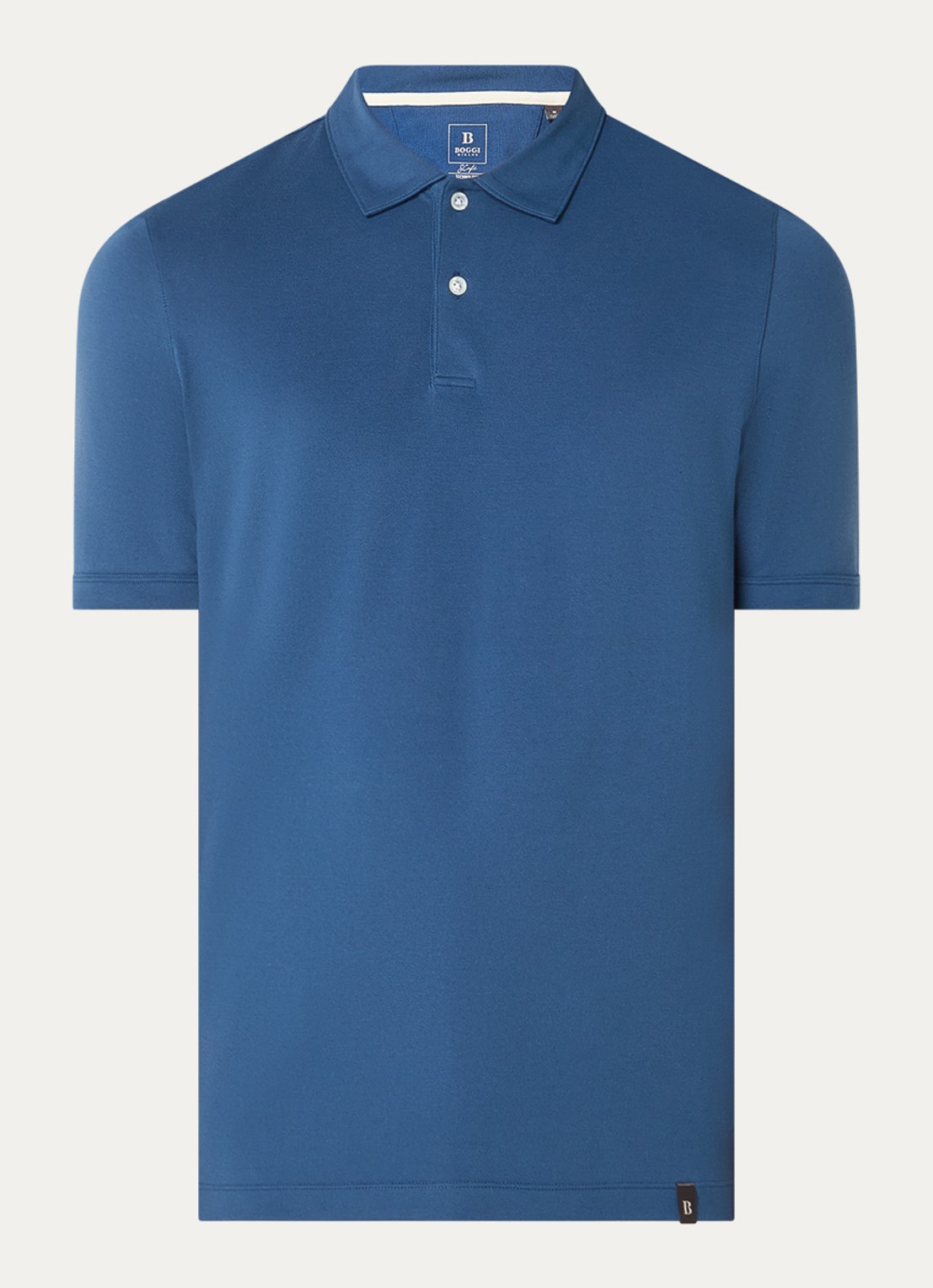 Boggi Milano Regular fit polo met stretch - voorkant blauw