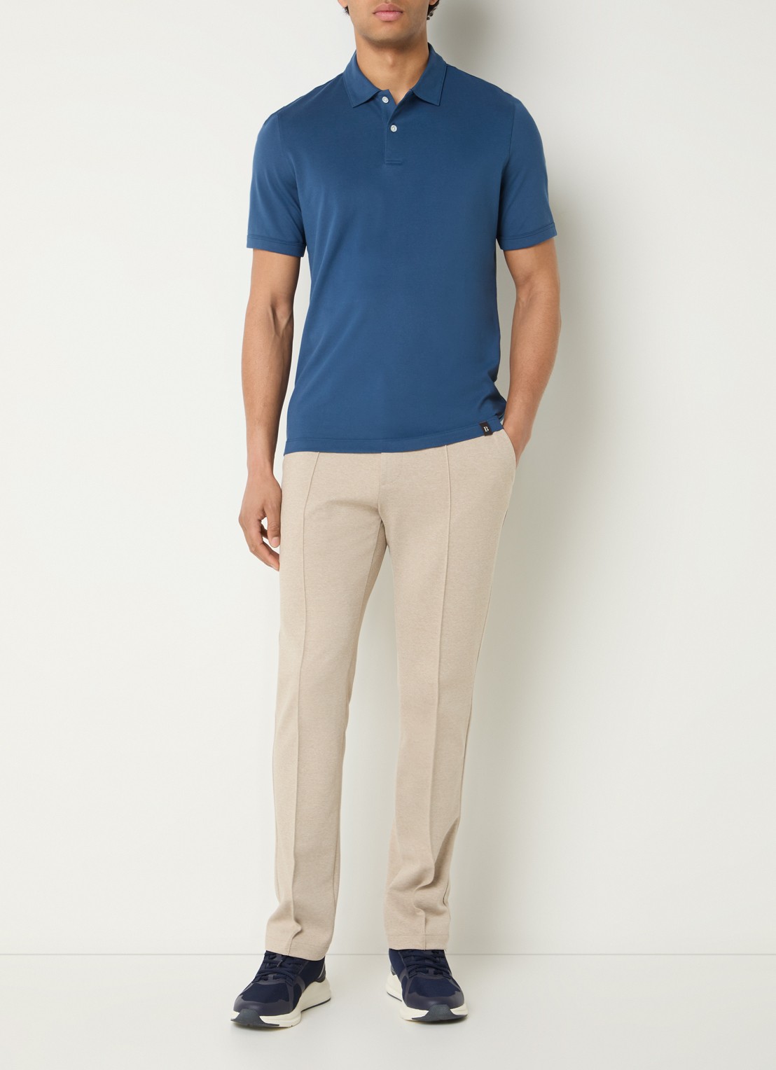 Boggi Milano Regular fit polo met stretch - voorkant 2 blauw