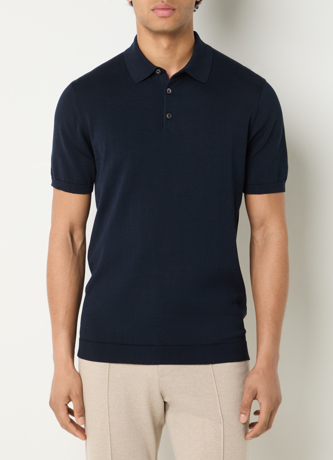 Boggi Milano Regular fit polo met stretch - detail donkerblauw