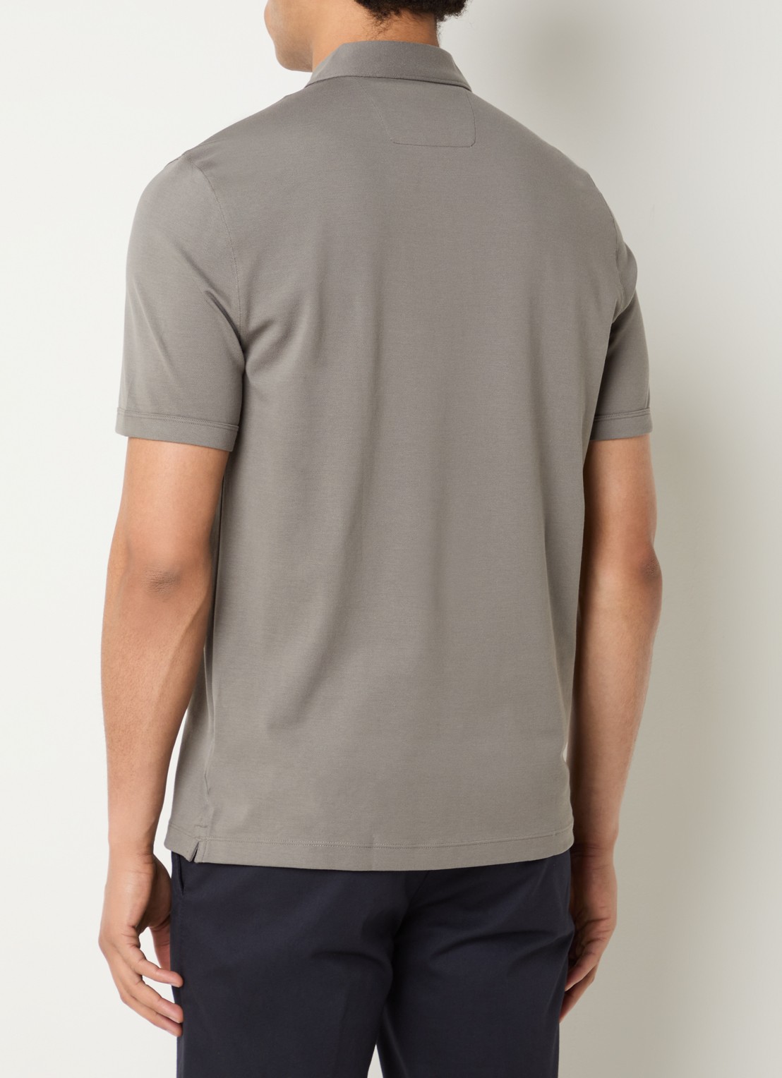 Boggi Milano Regular fit polo met stretch - achterkant 4 olijfgroen
