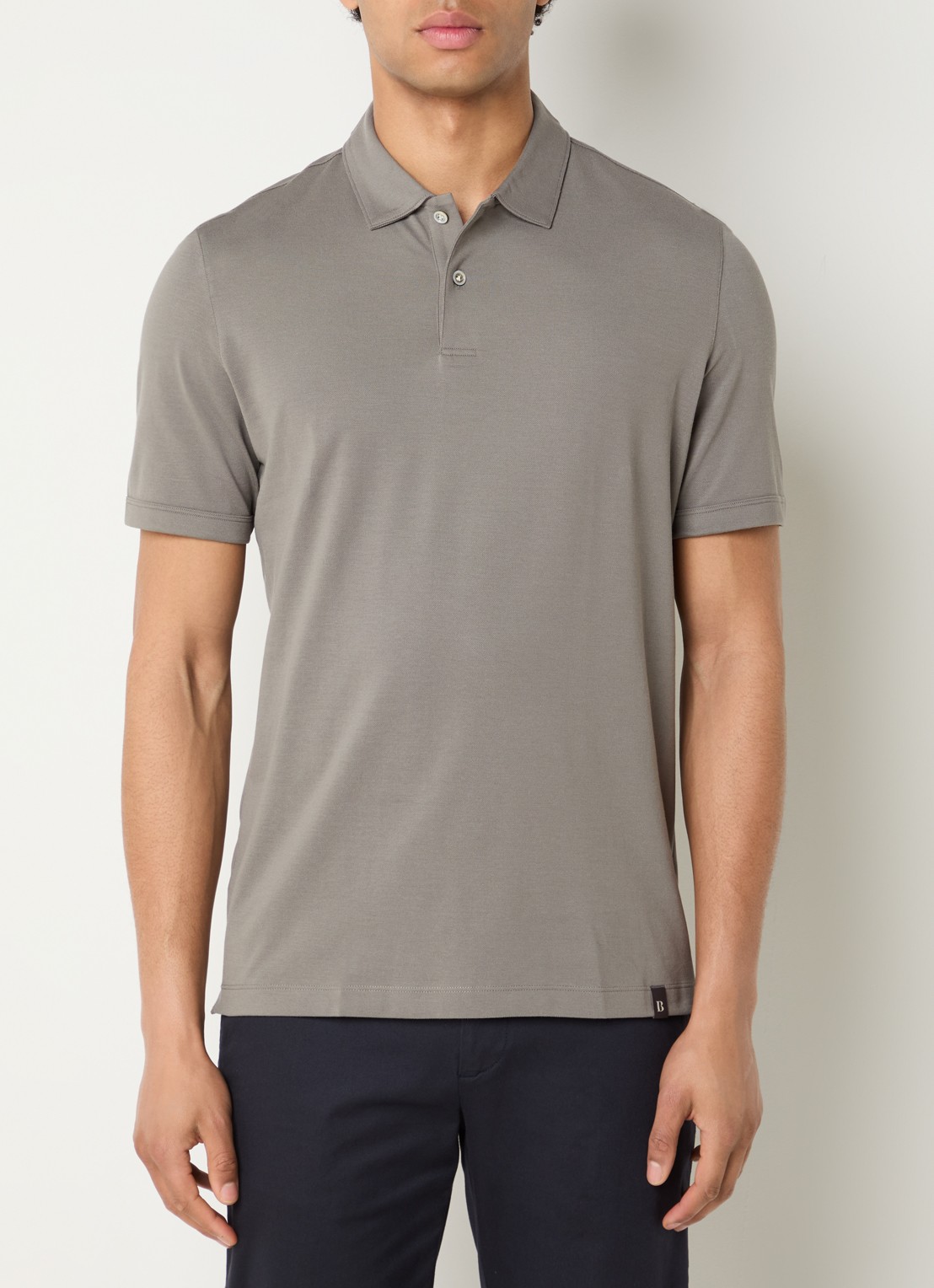 Boggi Milano Regular fit polo met stretch - detail olijfgroen
