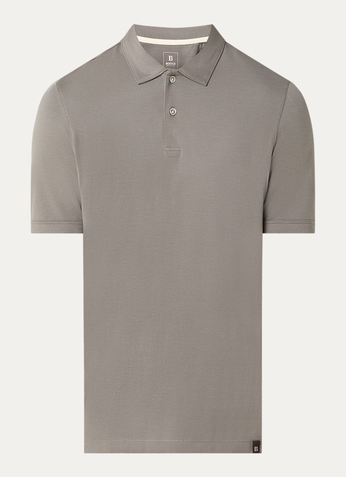 Boggi Milano Regular fit polo met stretch - voorkant 2 olijfgroen