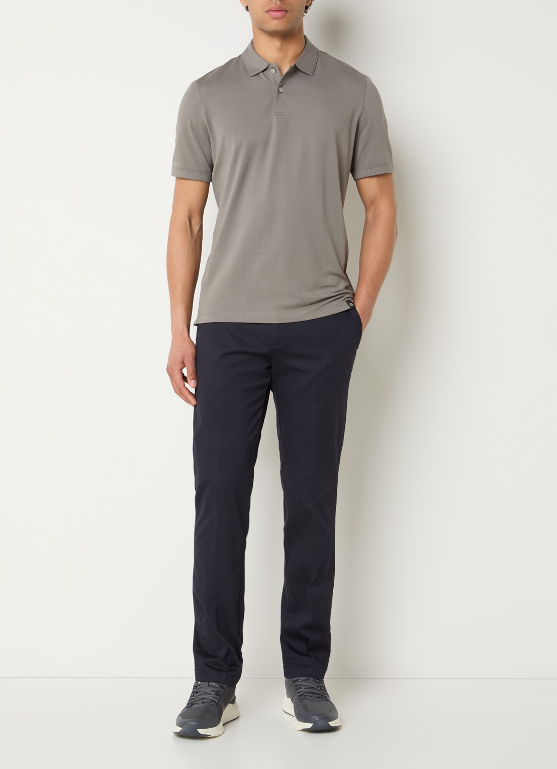 Boggi Milano Regular fit polo met stretch - voorkant 3 olijfgroen