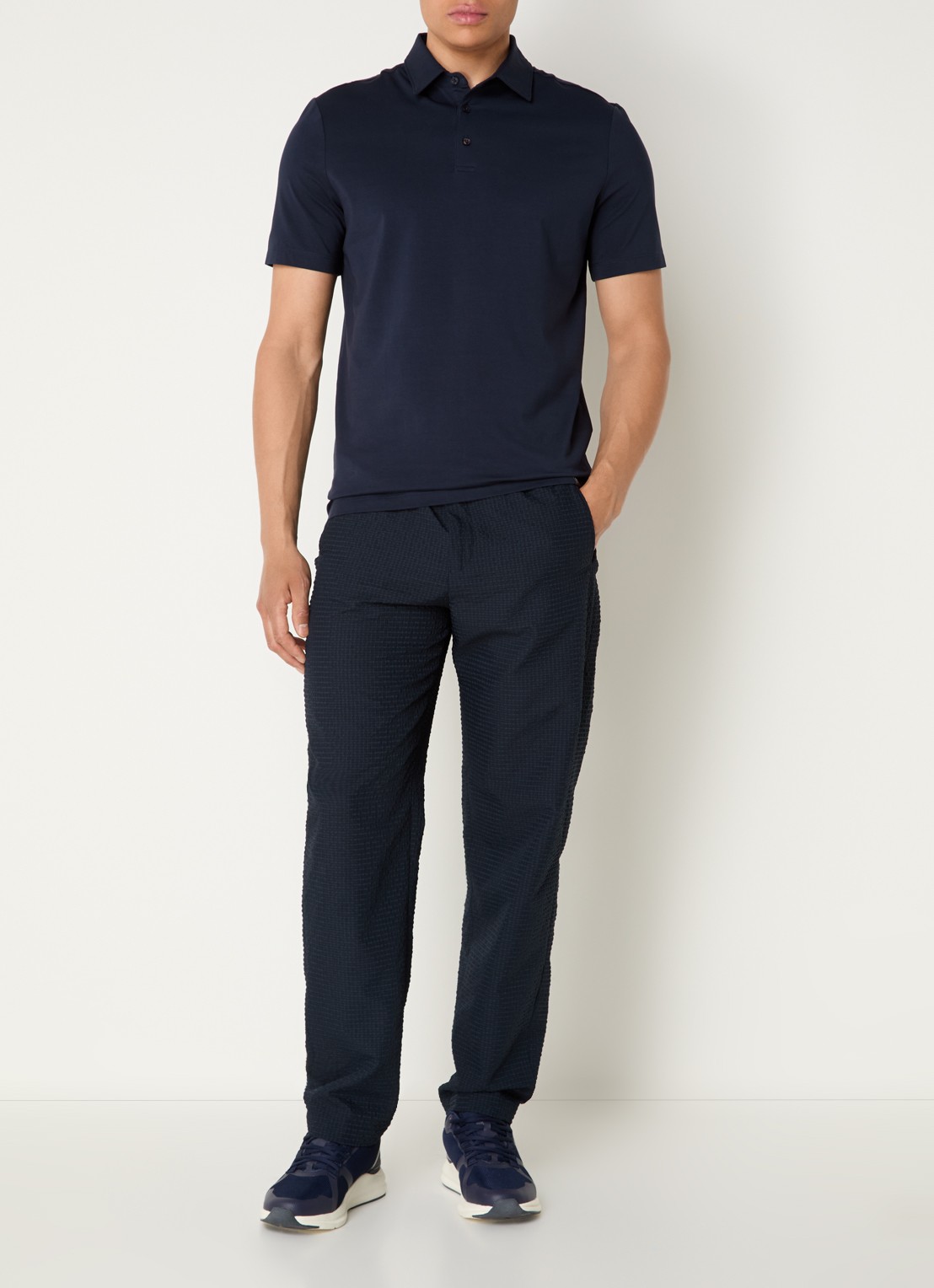 Boggi Milano Regular fit polo met stretch - voorkant 4 donkerblauw