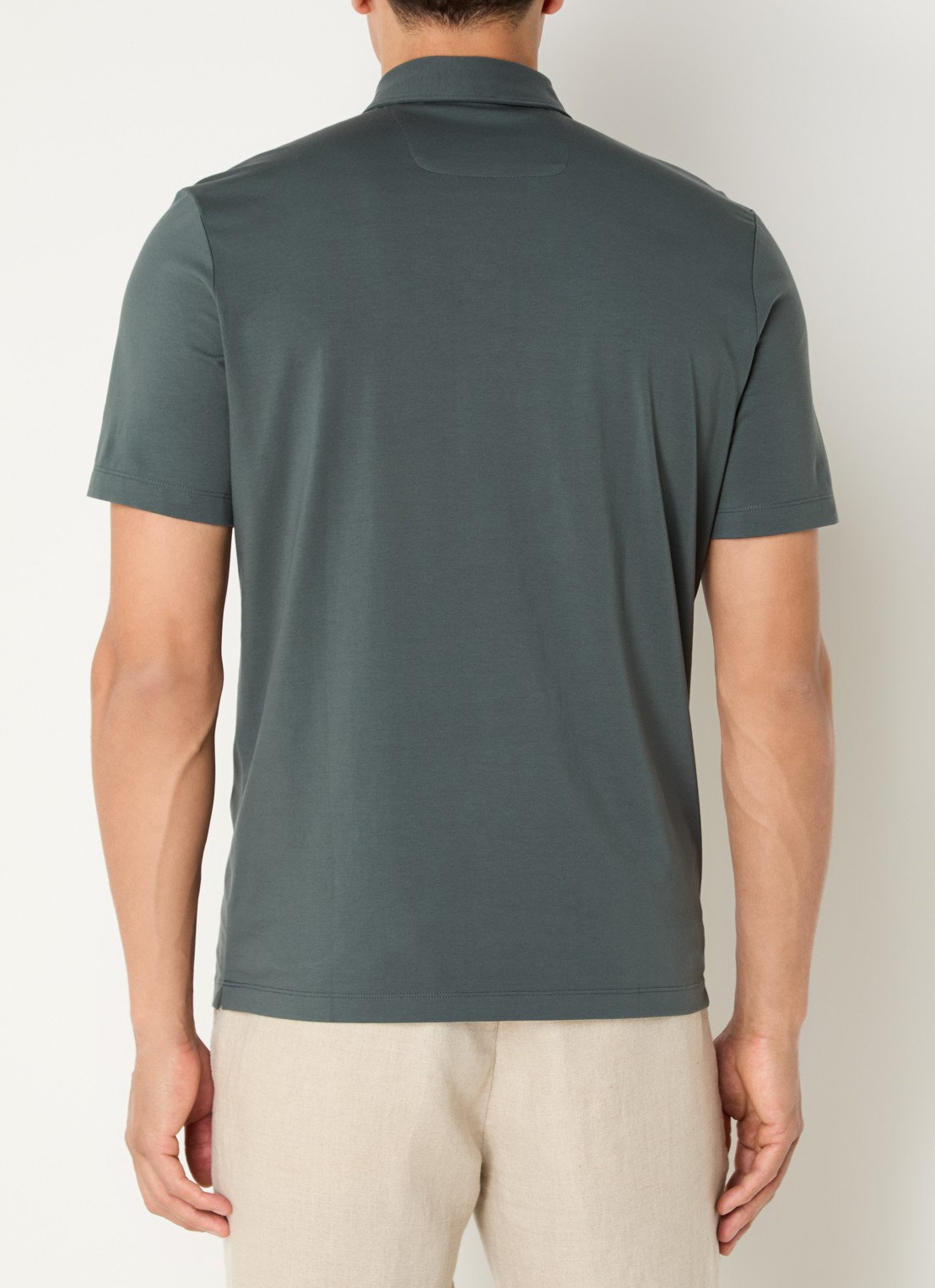 Boggi Milano Regular fit polo met stretch - achterkant olijfgroen