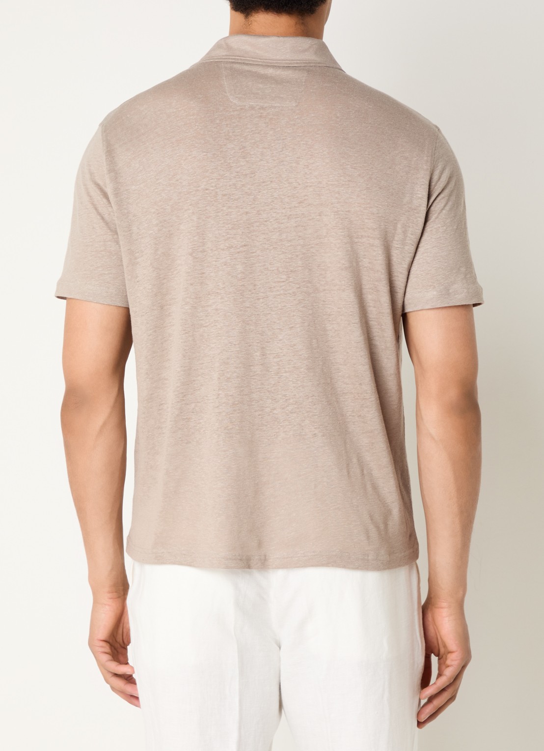Boggi Milano Regular fit polo met stretch - achterkant 4 donkerbeige