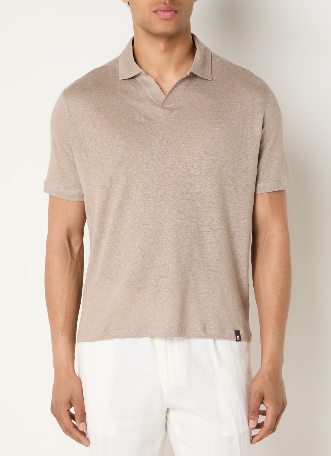 Boggi Milano Regular fit polo met stretch - detail 3 donkerbeige