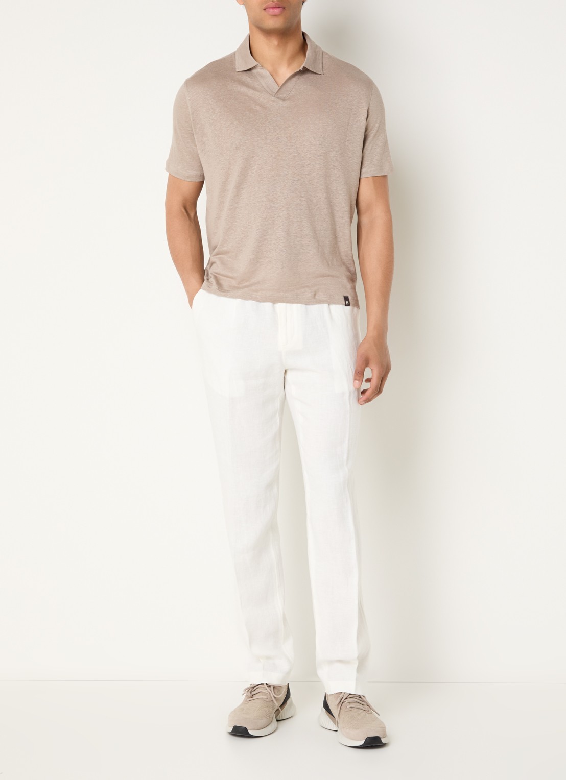 Boggi Milano Regular fit polo met stretch - voorkant 2 donkerbeige