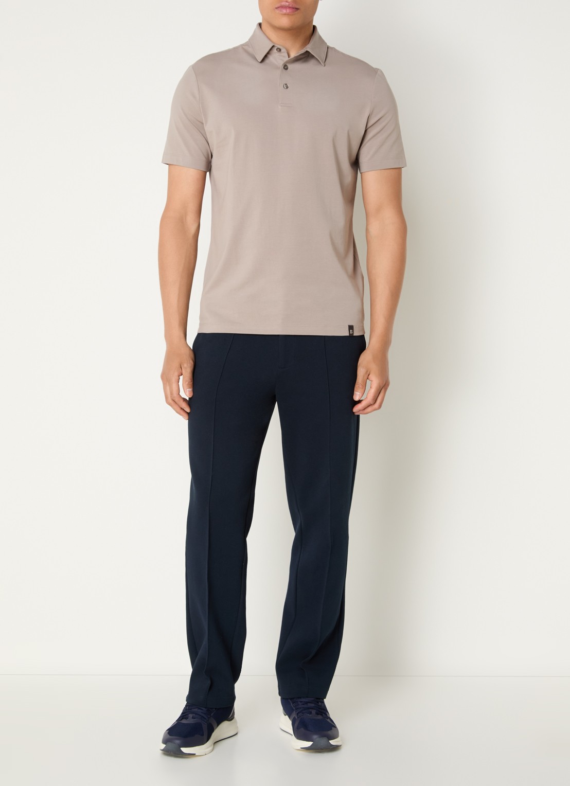 Boggi Milano Regular fit polo met stretch - voorkant 3 donkerbeige