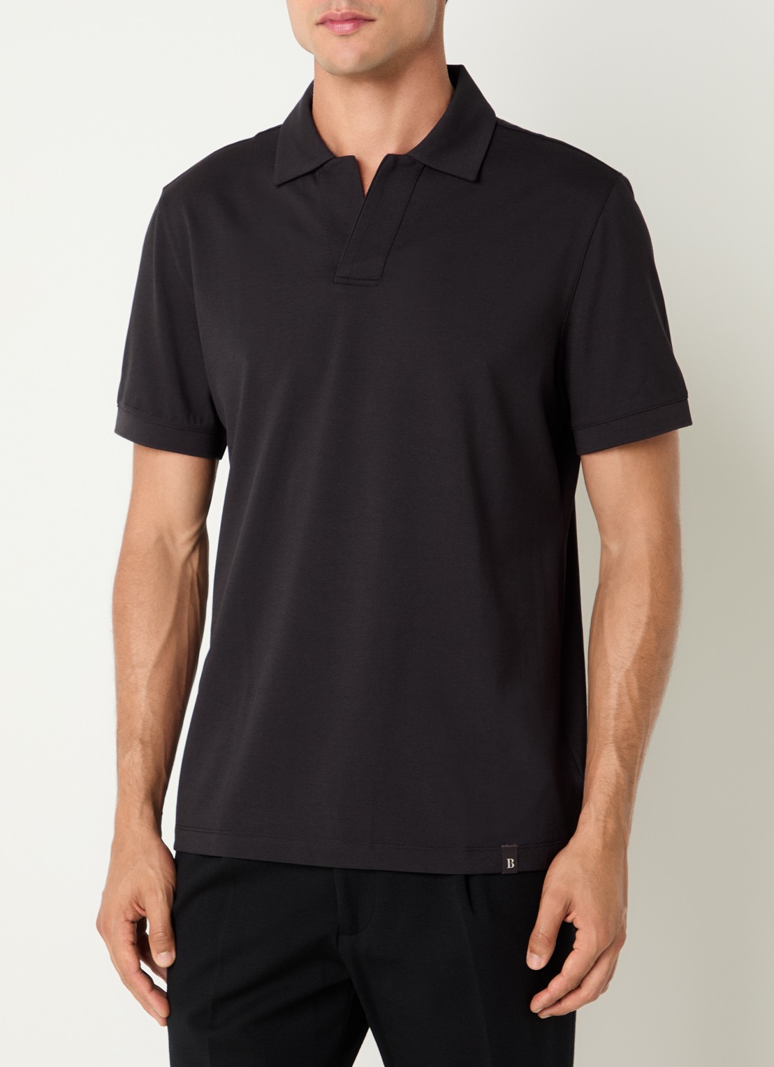 Boggi Milano Regular fit polo met stretch - detail zwart