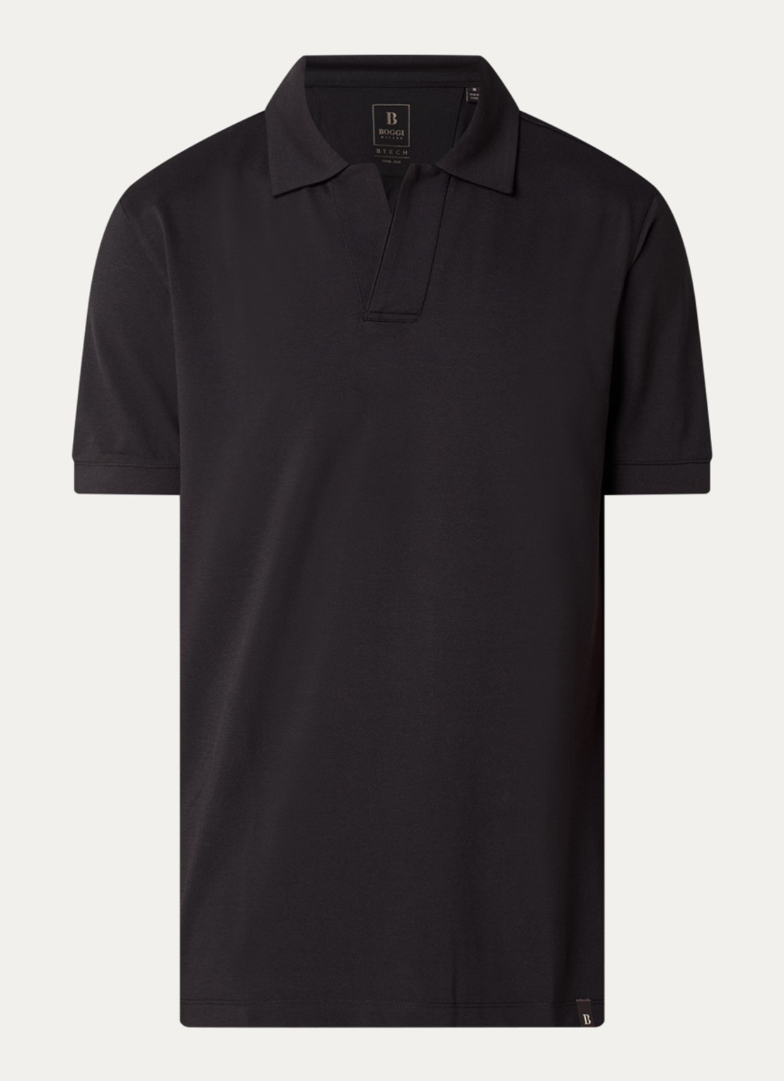 Boggi Milano Regular fit polo met stretch - voorkant 3 zwart