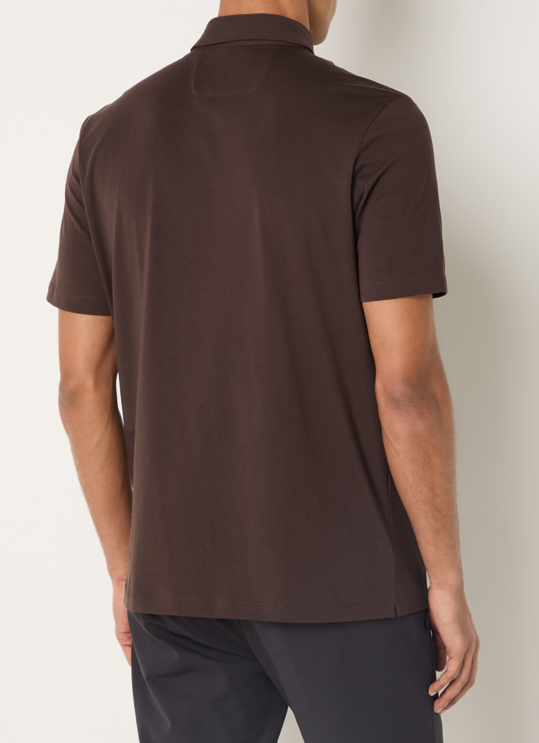 Boggi Milano Regular fit polo met stretch - achterkant 2 donkerbruin