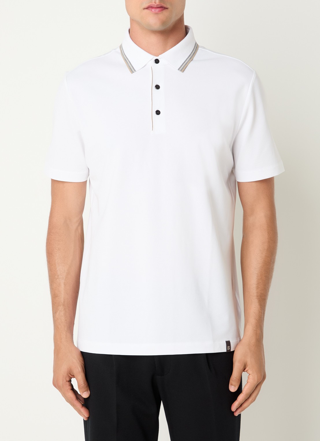 Boggi Milano Regular fit polo met stretch - detail 3 wit