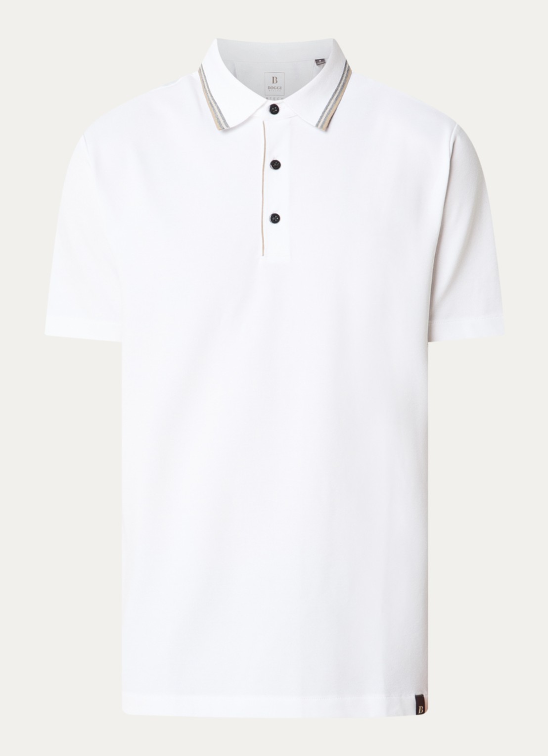 Boggi Milano Regular fit polo met stretch - voorkant wit