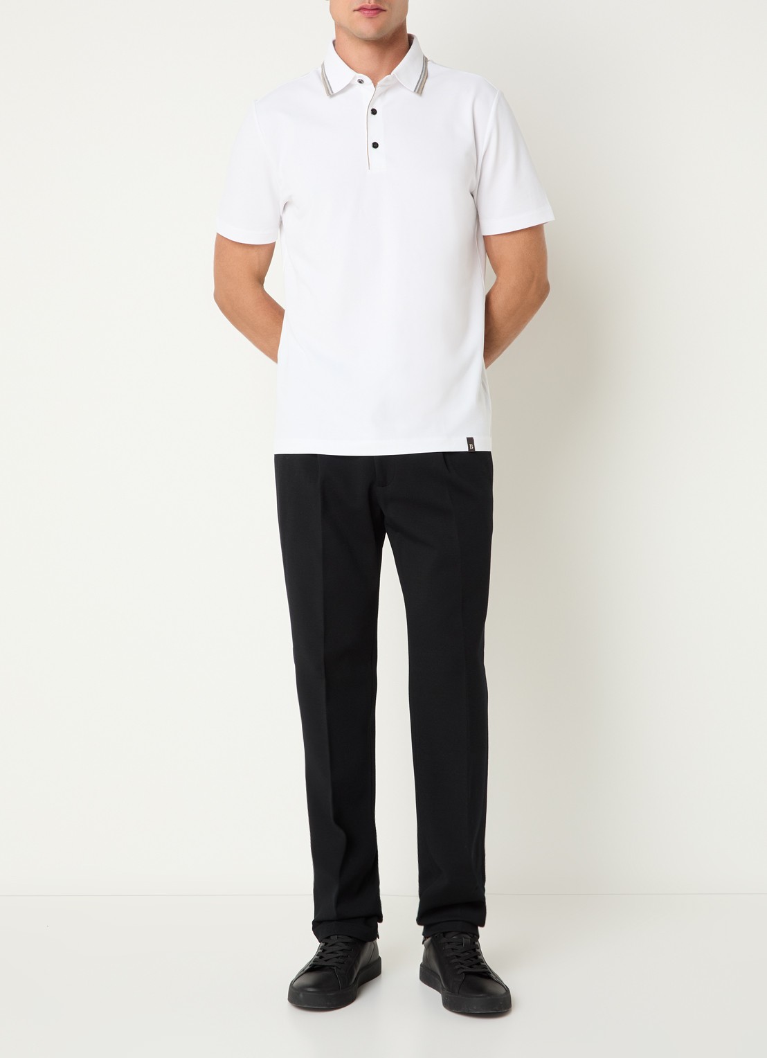 Boggi Milano Regular fit polo met stretch - voorkant 2 wit