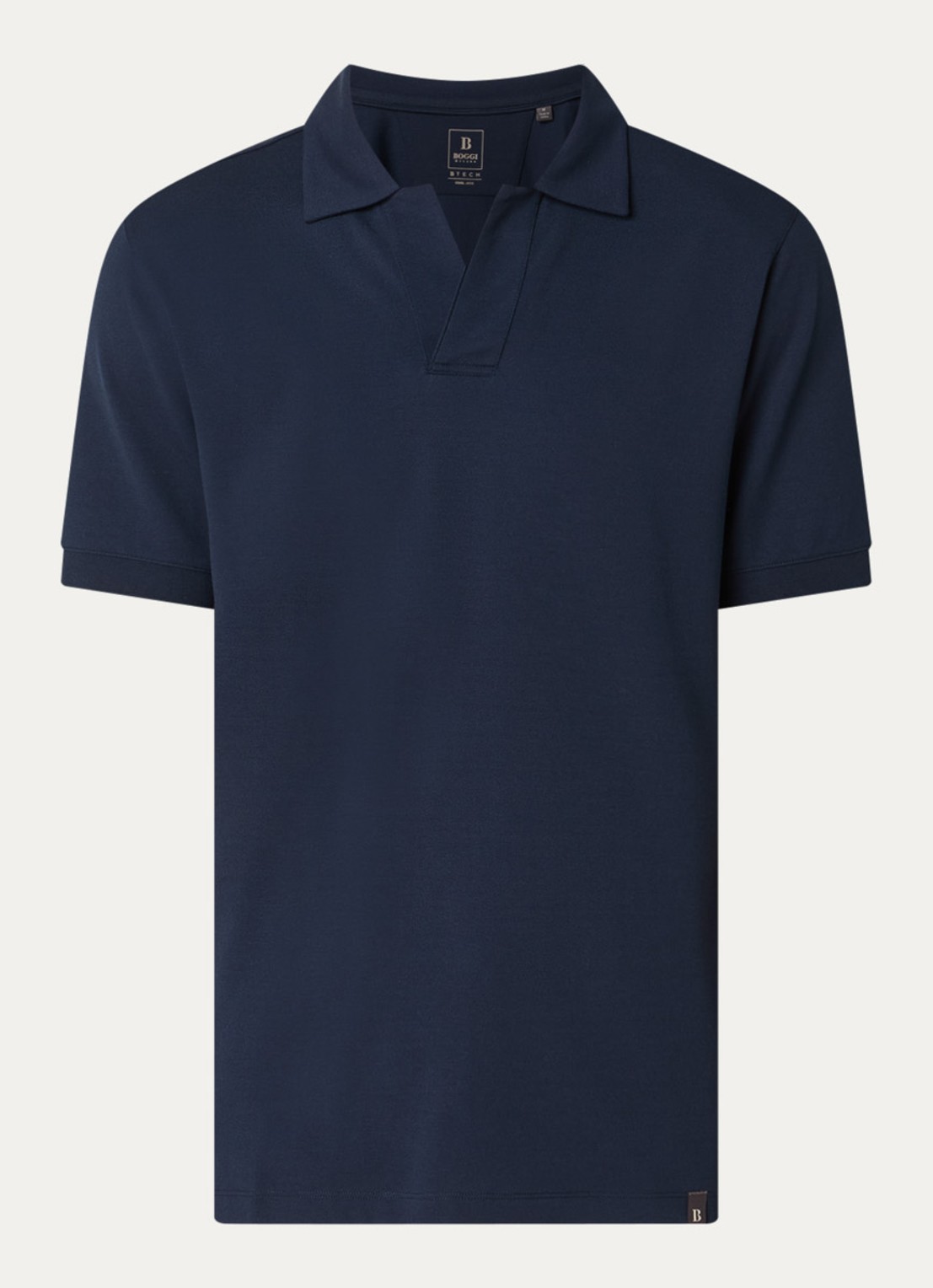 Boggi Milano Regular fit polo met stretch - voorkant donkerblauw