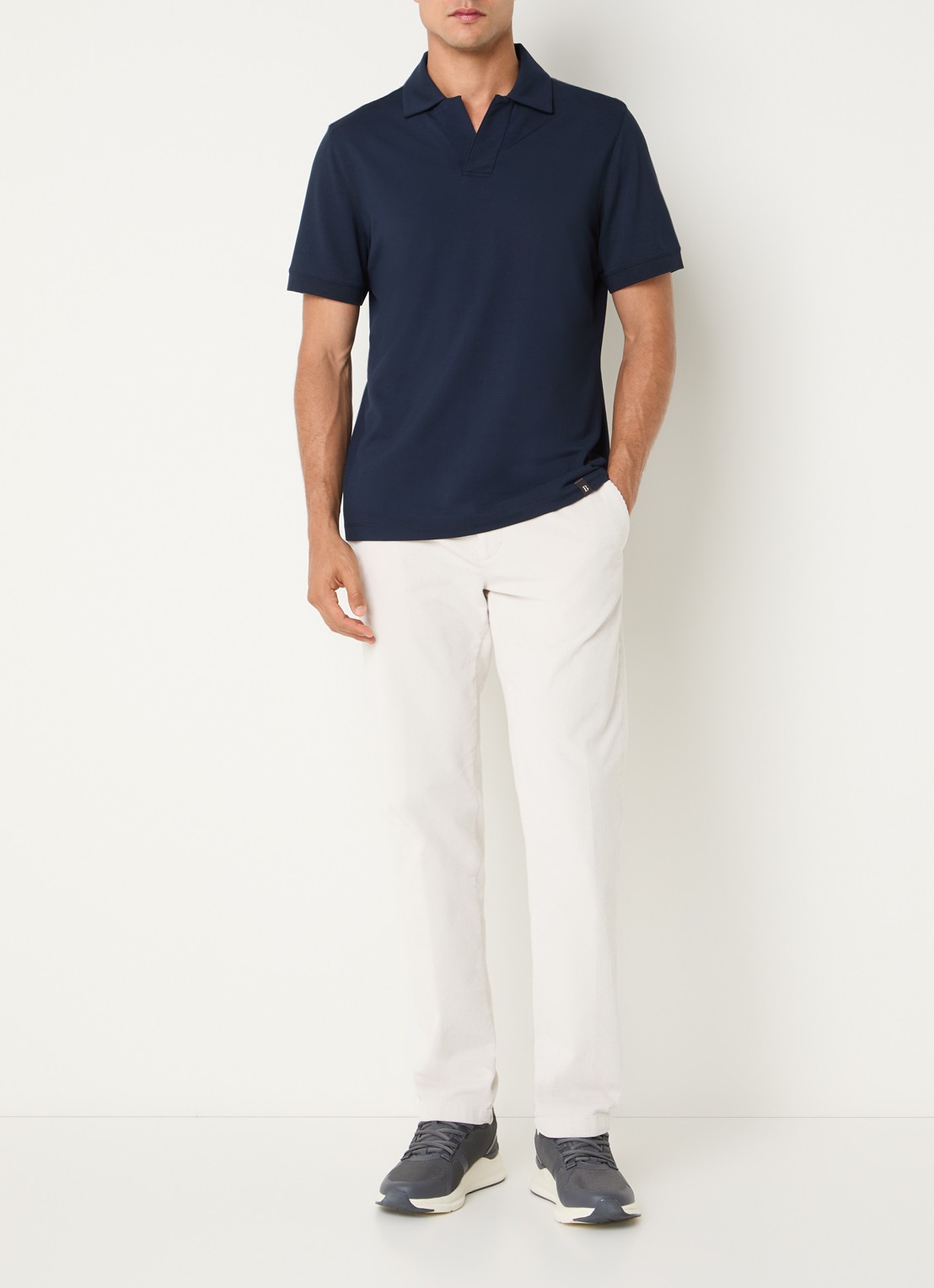 Boggi Milano Regular fit polo met stretch - voorkant 2 donkerblauw