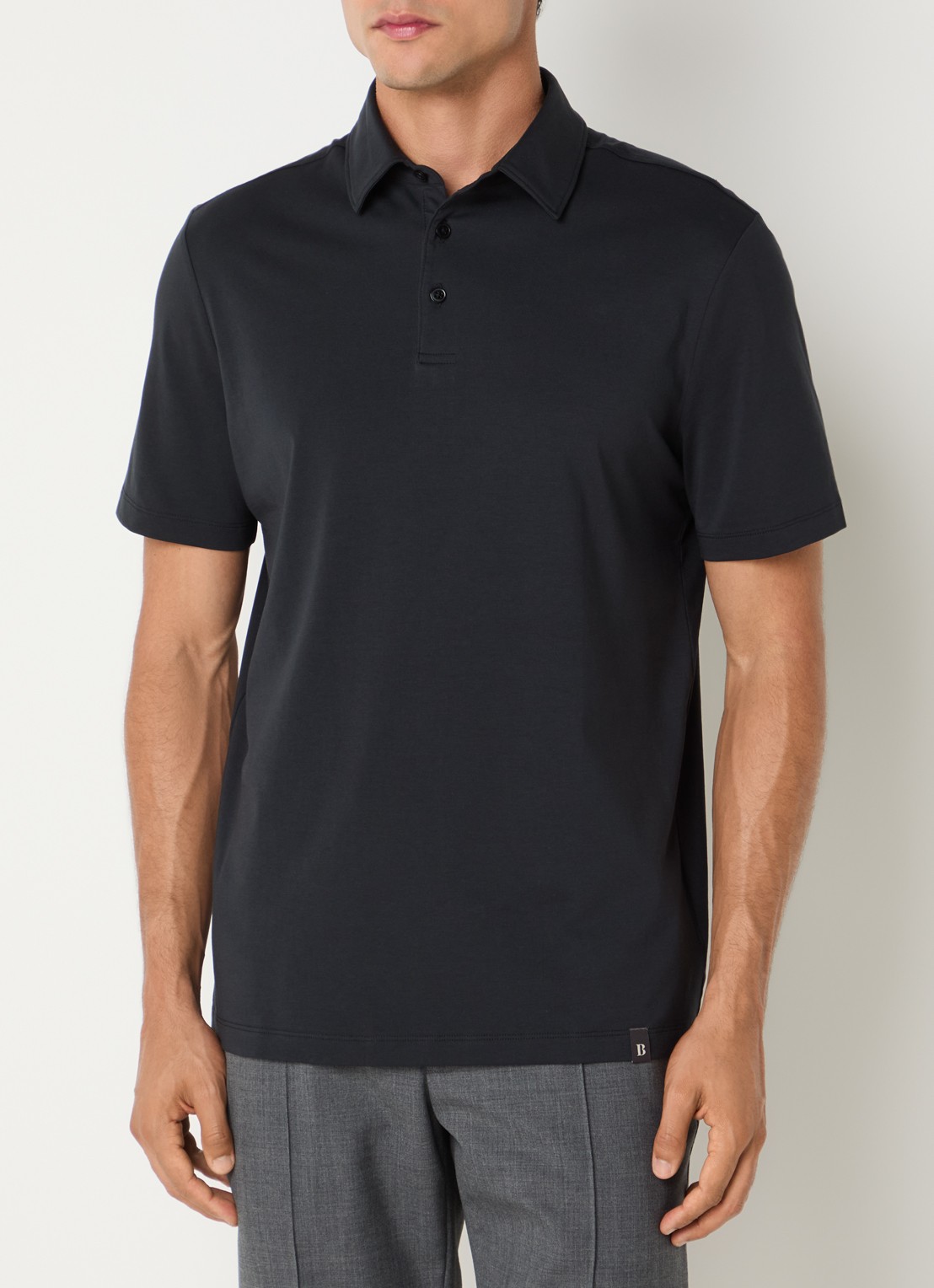Boggi Milano Regular fit polo met stretch - detail 4 zwart
