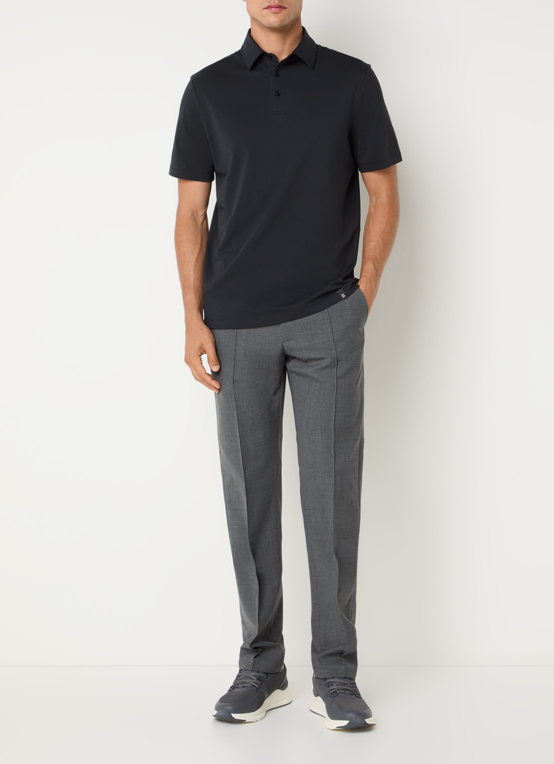 Boggi Milano Regular fit polo met stretch - voorkant 2 zwart