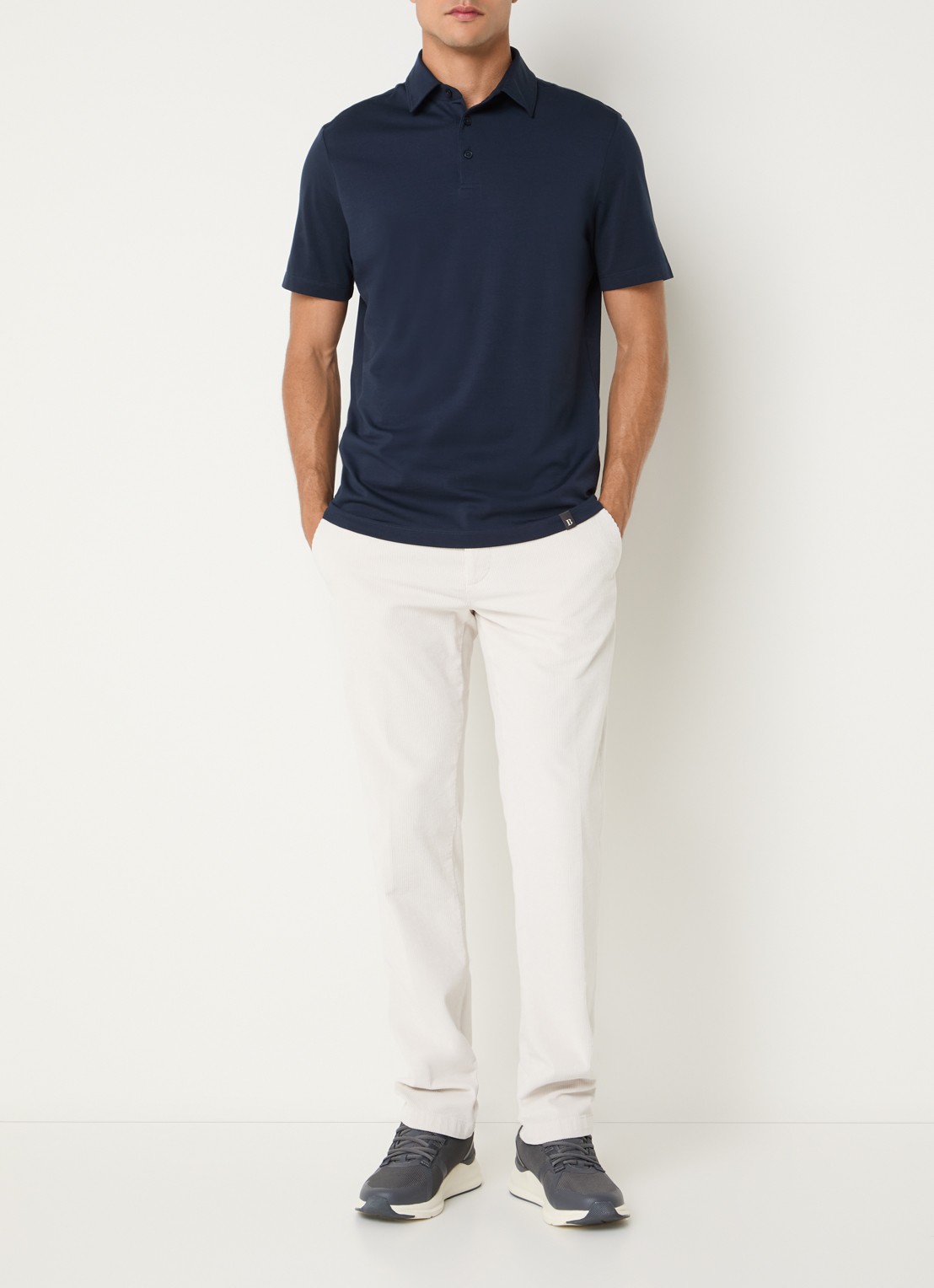 Boggi Milano Regular fit polo met stretch - voorkant 2 donkerblauw