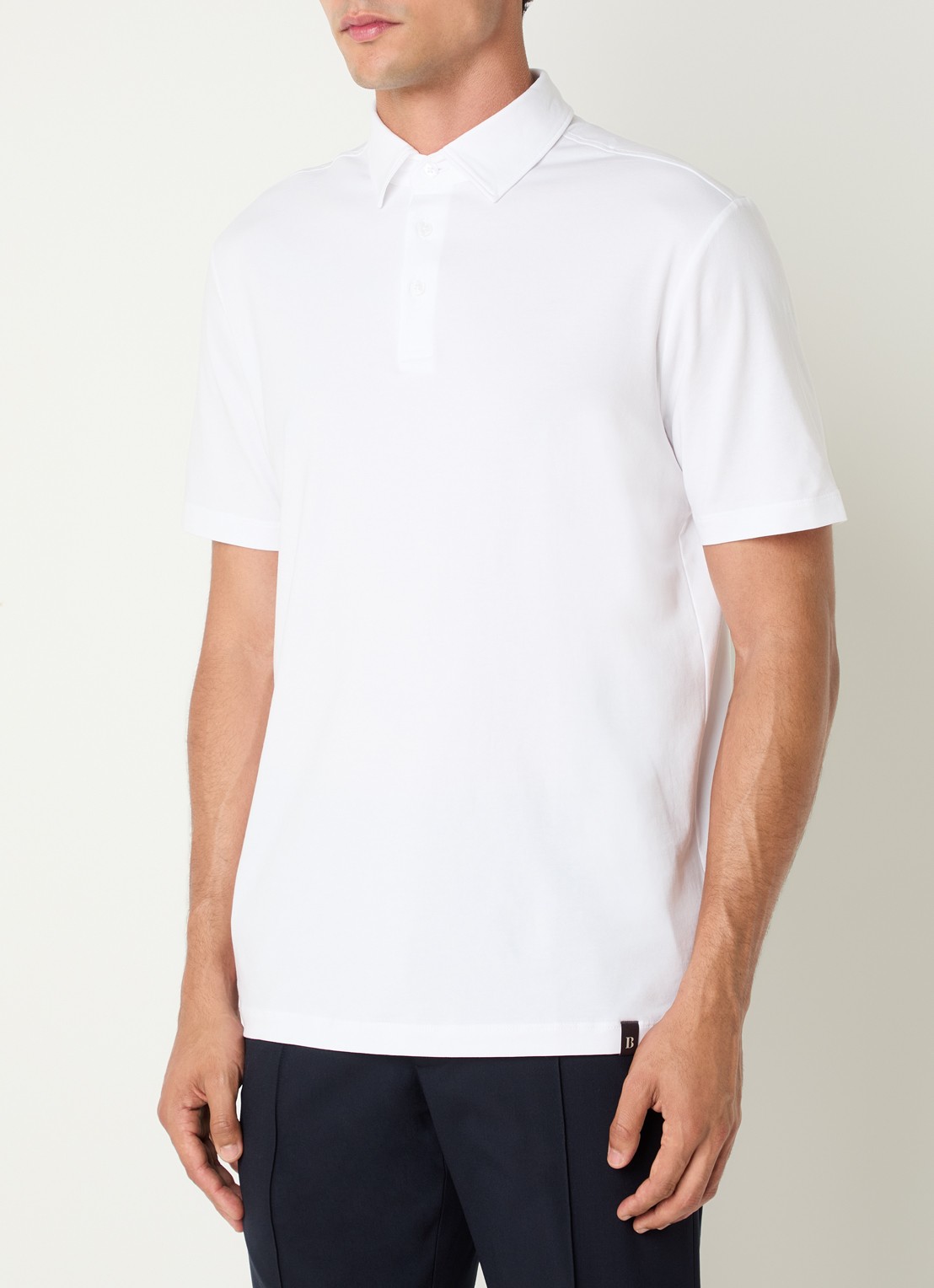 Boggi Milano Regular fit polo met stretch - detail wit