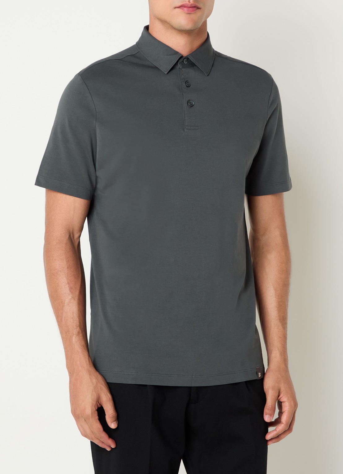 Boggi Milano Regular fit polo met stretch - detail 3 donkergrijs