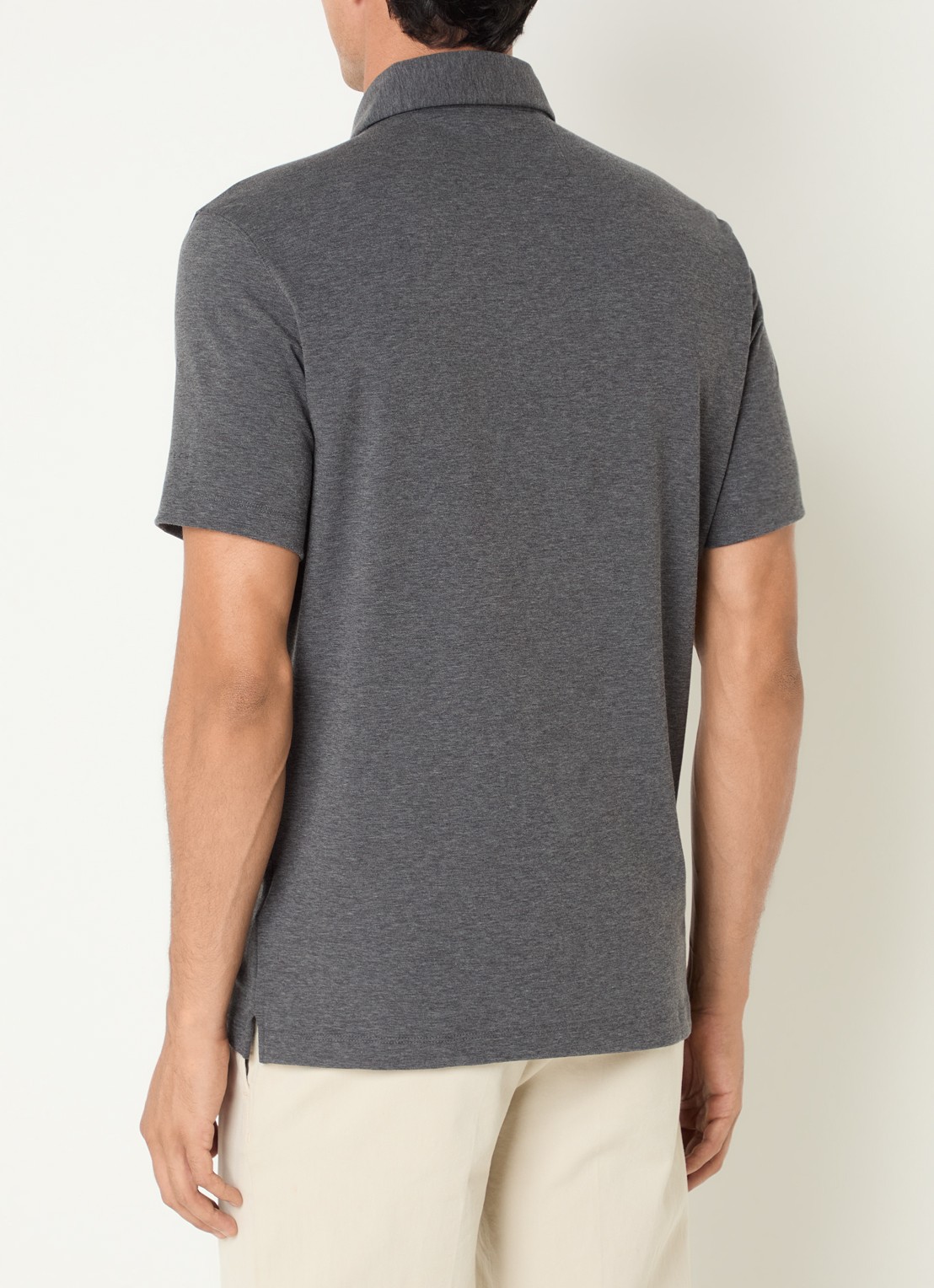 Boggi Milano Regular fit polo met stretch - achterkant 4 donkergrijs