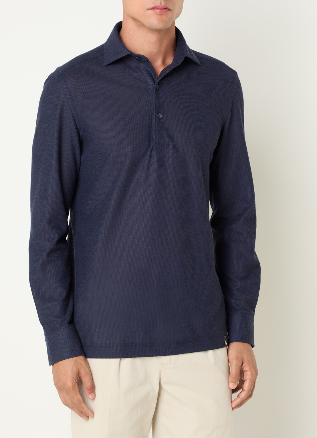 Boggi Milano Regular fit polo met stretch - detail donkerblauw