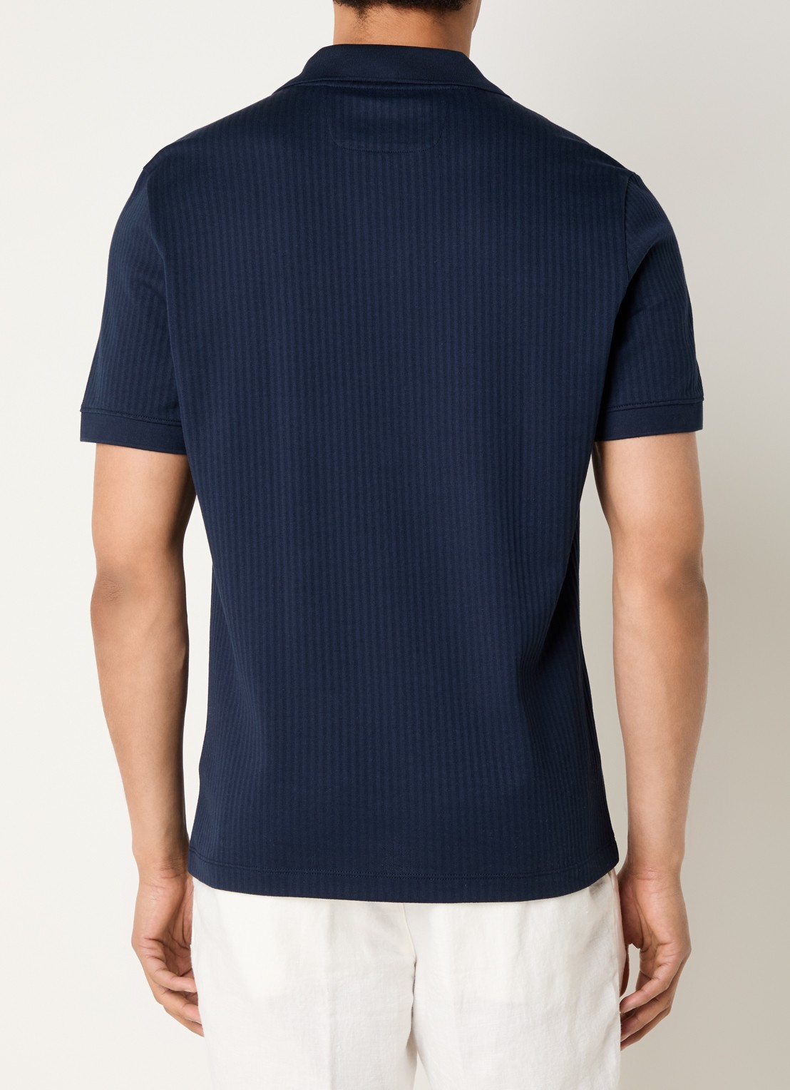 Boggi Milano Regular fit polo met structuur - achterkant 2 donkerblauw