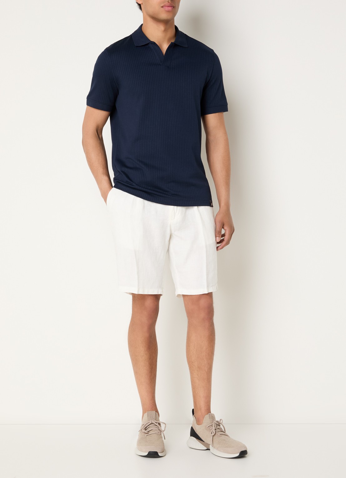 Boggi Milano Regular fit polo met structuur - voorkant 4 donkerblauw