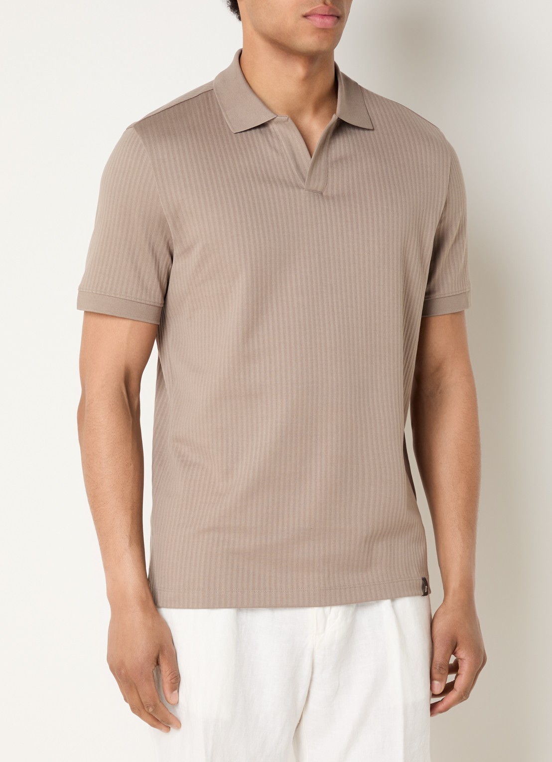 Boggi Milano Regular fit polo met structuur - detail 2 donkerbeige