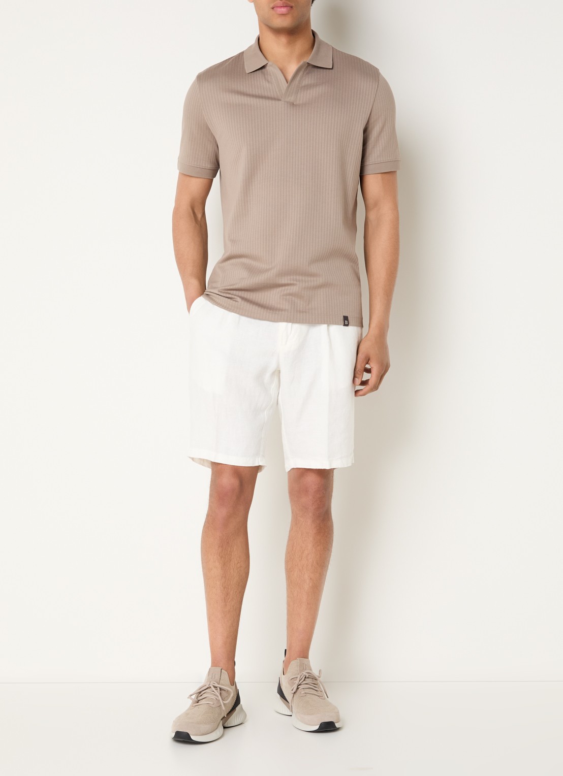Boggi Milano Regular fit polo met structuur - voorkant 4 donkerbeige