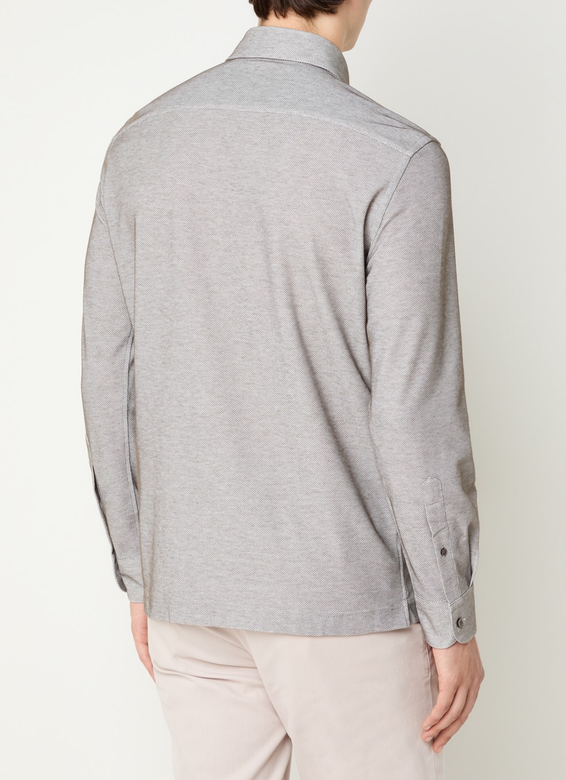 Boggi Milano Regular fit polo van piqué katoen - achterkant 2 taupe