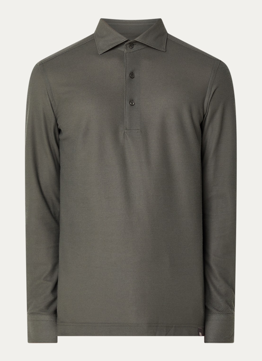 Boggi Milano Regular fit polo van piqué katoen - voorkant 2 legergroen