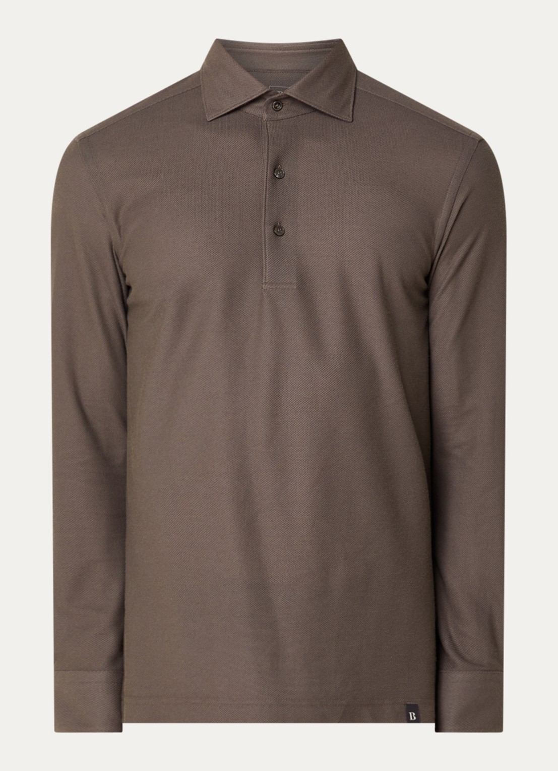 Boggi Milano Regular fit polo van piqué katoen - voorkant 2 donkerbruin