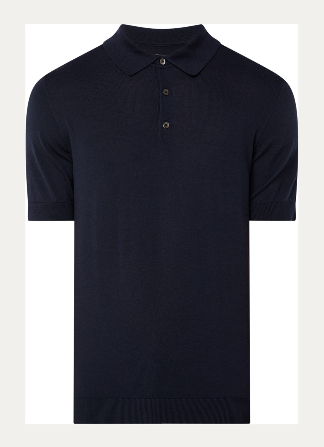 Boggi Milano Regular fit polo van wol met stretch - voorkant donkerblauw