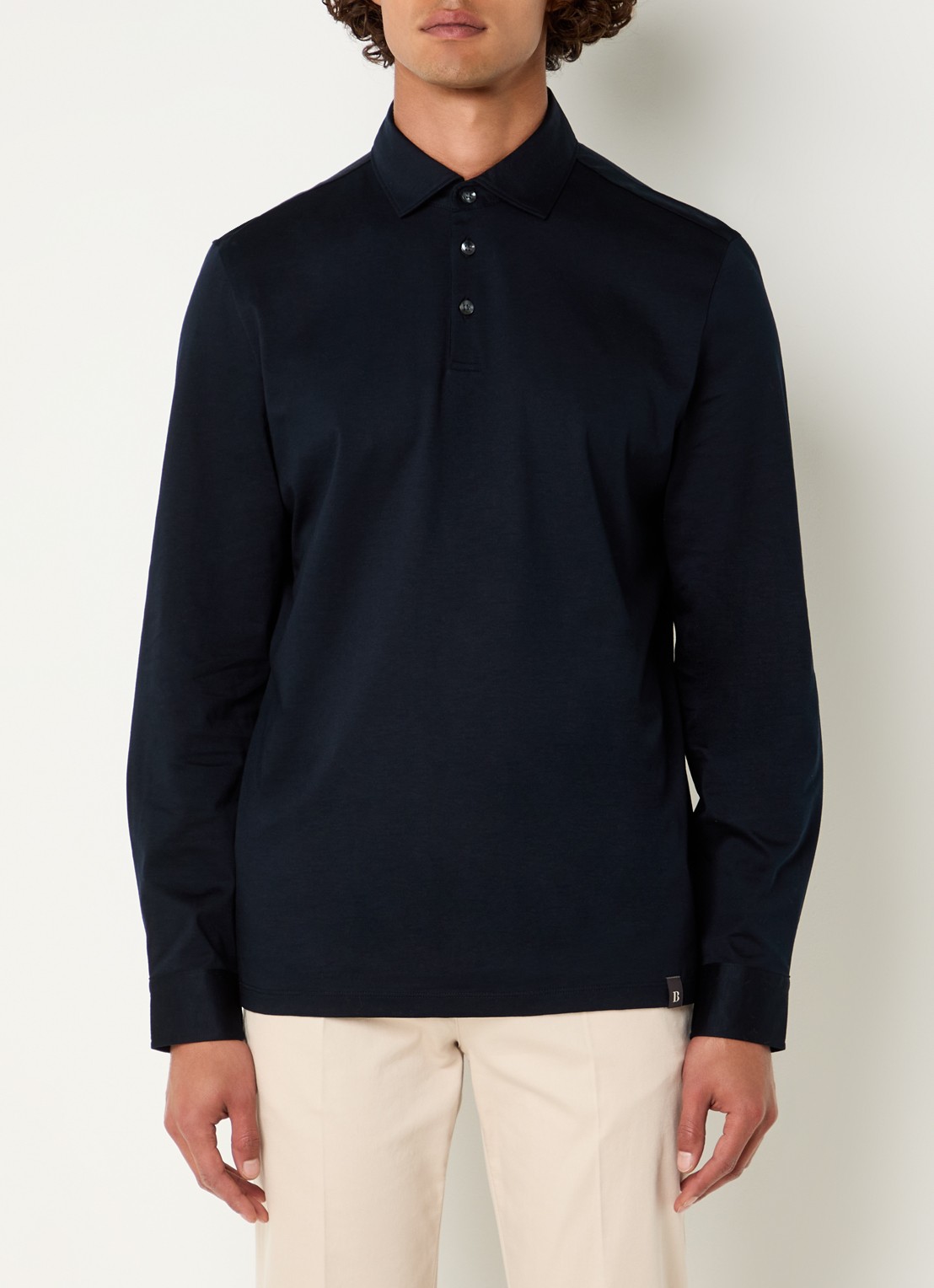 Boggi Milano Regular fit polo  - detail donkerblauw