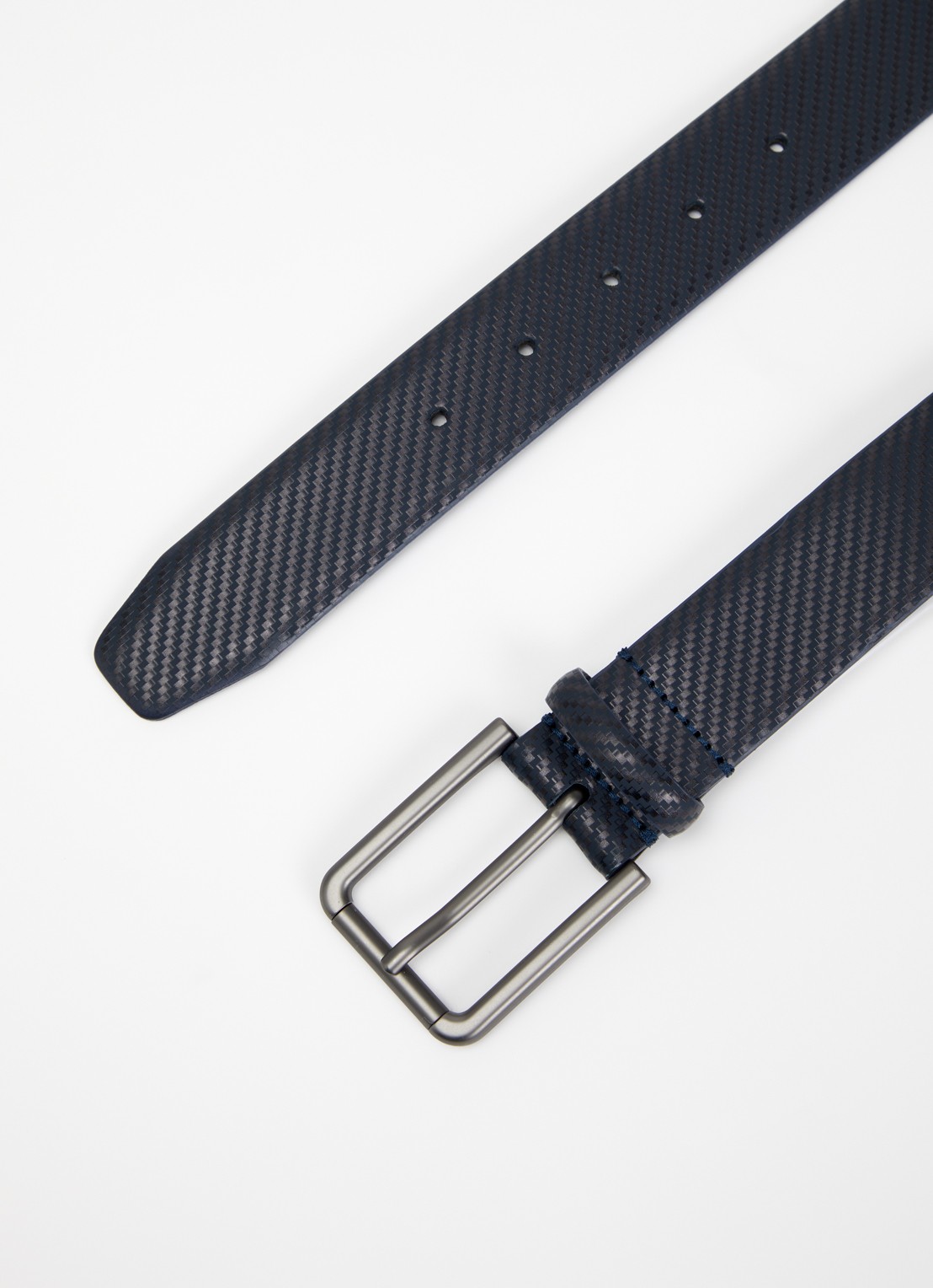 Boggi Milano Riem van leer - detail 2 donkerblauw