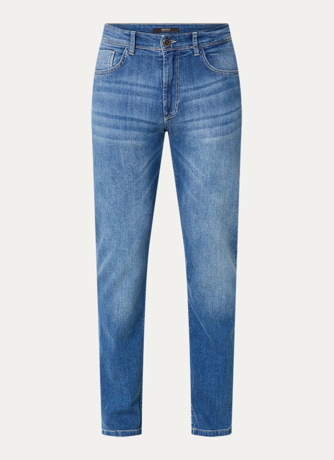 Boggi Milano Skinny jeans met medium wassing - voorkant 2 indigo