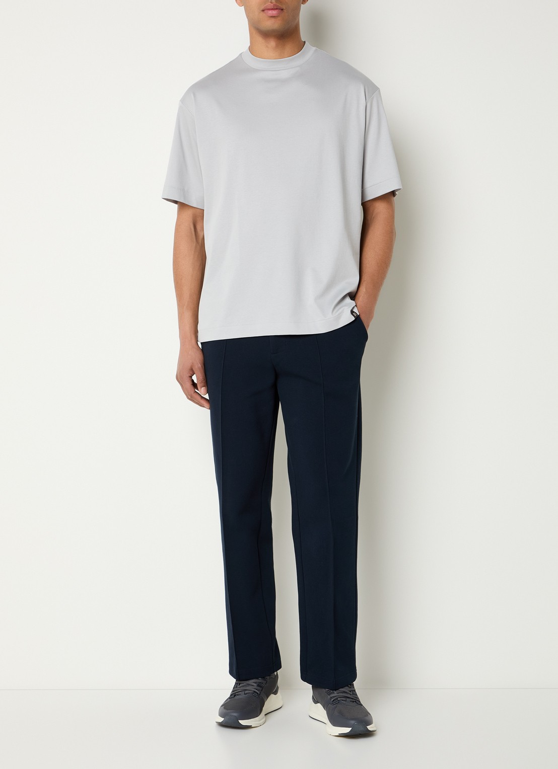 Boggi Milano Slim fit chino met steekzakken - voorkant 3 donkerblauw