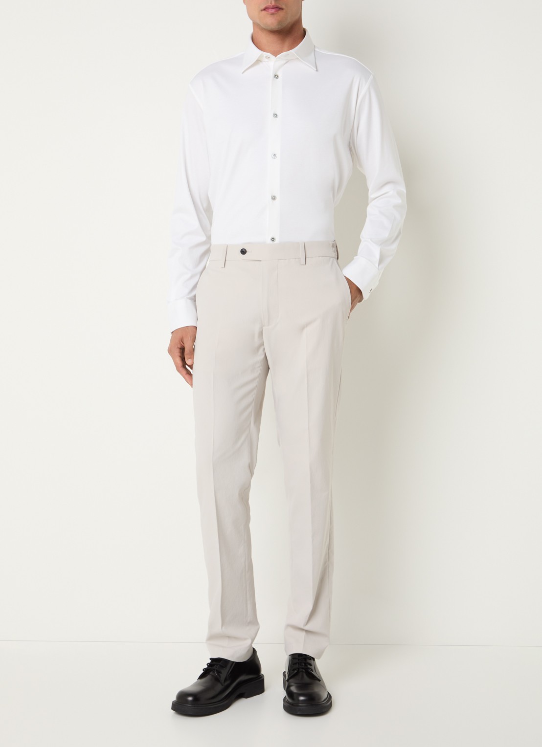 Boggi Milano Slim fit chino met steekzakken - voorkant 4 lichtgrijs