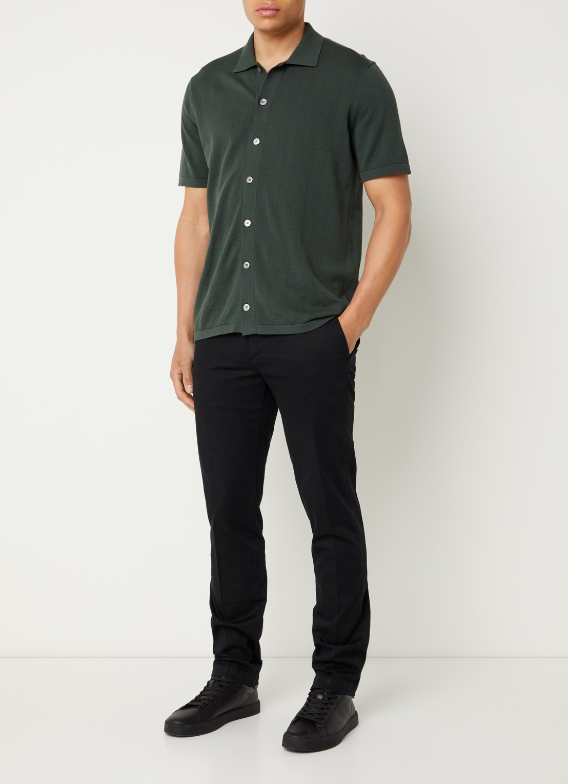 Boggi Milano Slim fit chino met steekzakken - voorkant 5 zwart