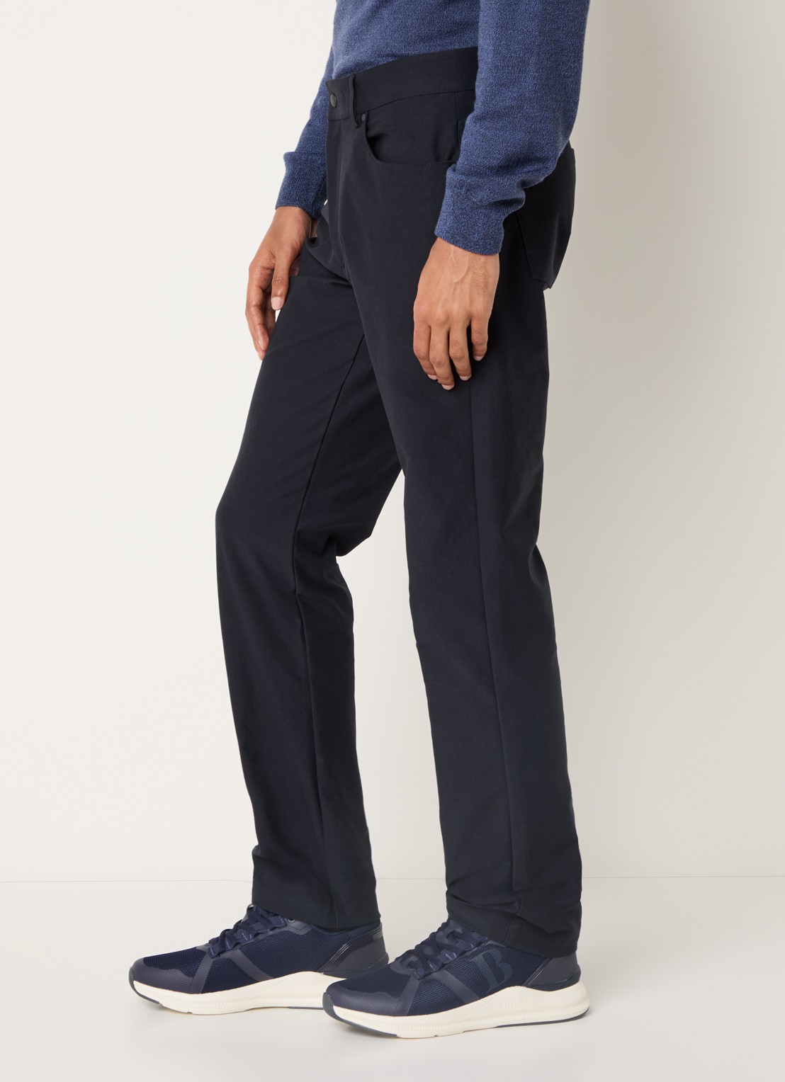Boggi Milano Slim fit chino met steekzakken - detail 5 donkerblauw