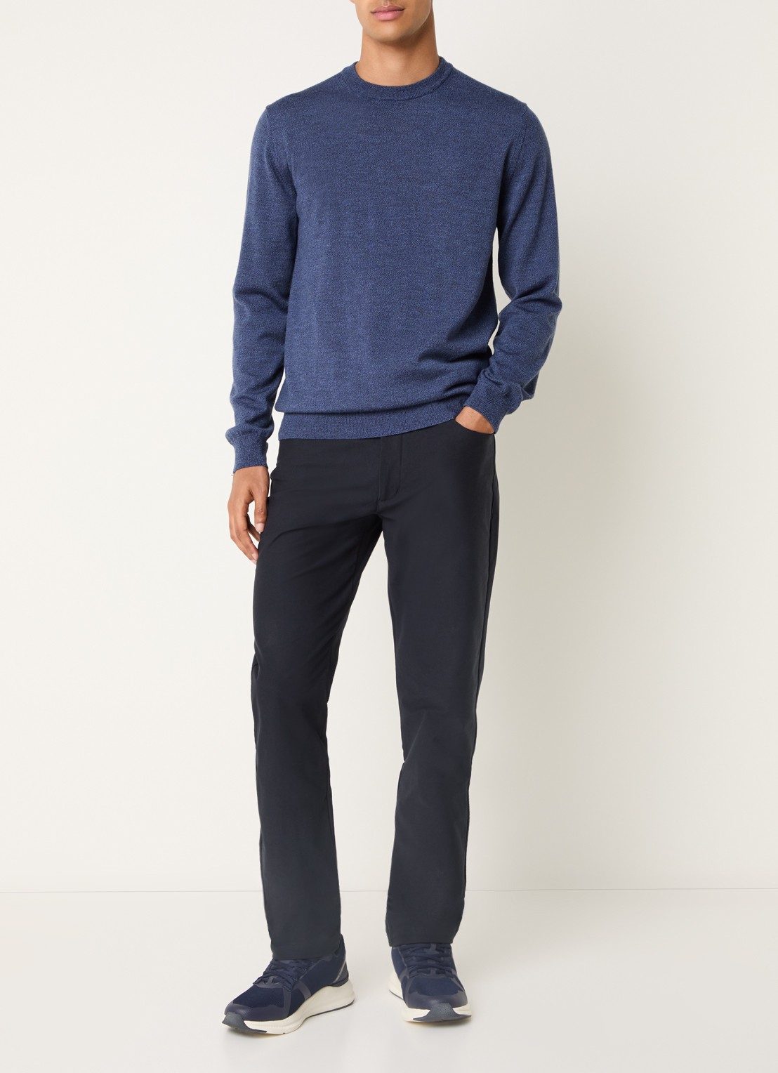 Boggi Milano Slim fit chino met steekzakken - voorkant 3 donkerblauw