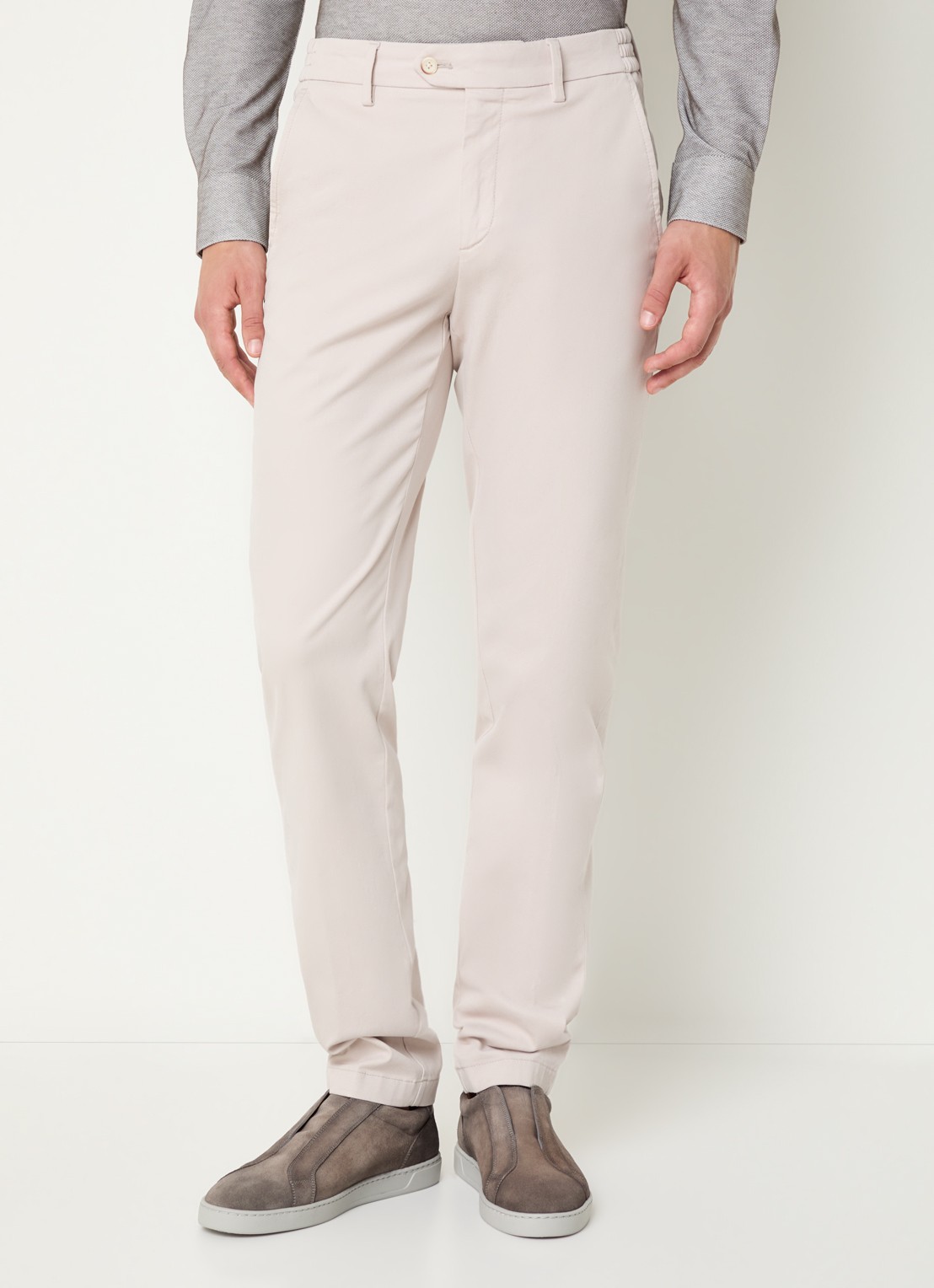 Boggi Milano Slim fit chino met steekzakken - detail 2 zand