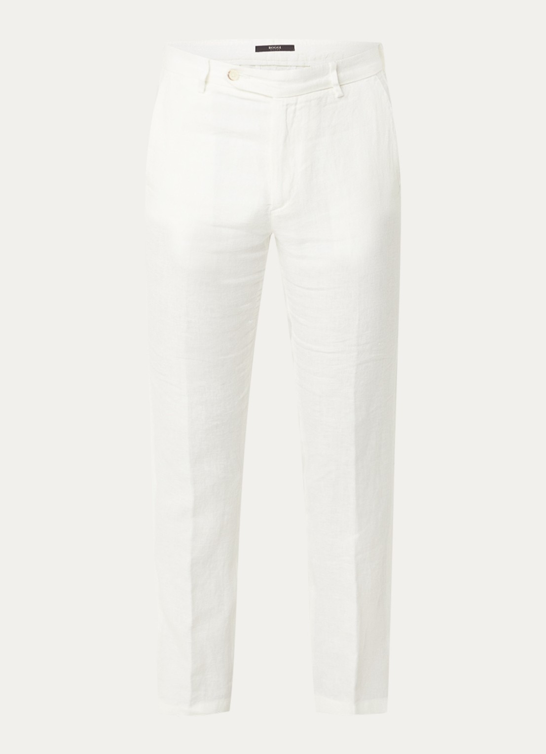 Boggi Milano Slim fit chino van linnen met steekzakken - voorkant 3 gebroken wit