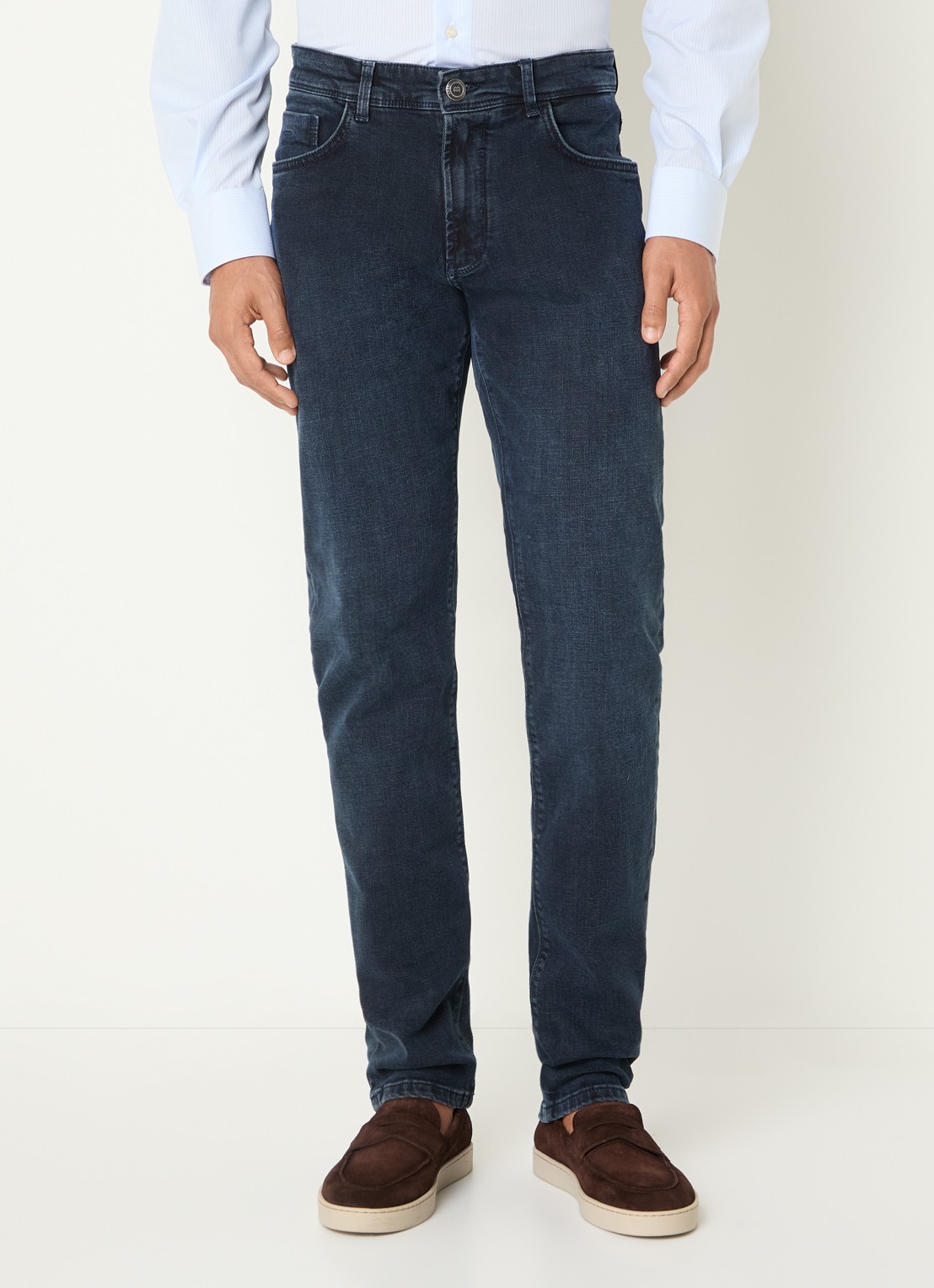 Boggi Milano Slim fit jeans met donkere wassing - detail indigo